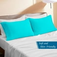 thumbnail image 2 of 600 Thread Count Egyptian Cotton 2-Piece Pillowcase Set with Envelope Closure, Queen Size (20" x 30") Turquoise Stripe, 2 of 4