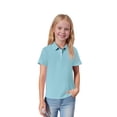 thumbnail image 7 of Girls' Short Sleeve Polo Shirt, Classic Collar School Uniform Top, 2-Button Placket Casual Tee, 160, 7 of 7