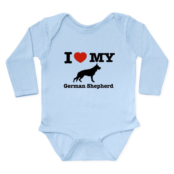 CafePress - I Love My German Shepherd Body Suit - Long Sleeve Cotton Baby Bodysuit