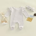 thumbnail image 4 of Baby Girls Romper Suit  Long Sleeve Zipper Ruffle Patchwork Casual Party Street Spring Romper+Headband, 4 of 7