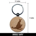 thumbnail image 2 of Mother Kangaroo with Baby Joey in Pouch Silhouette Round Keychain Charm Tag - Engraved Wood, 2 of 6