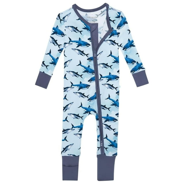 Pijama convertible para bebés Posh Peanut Sharks de 9 a 12 m