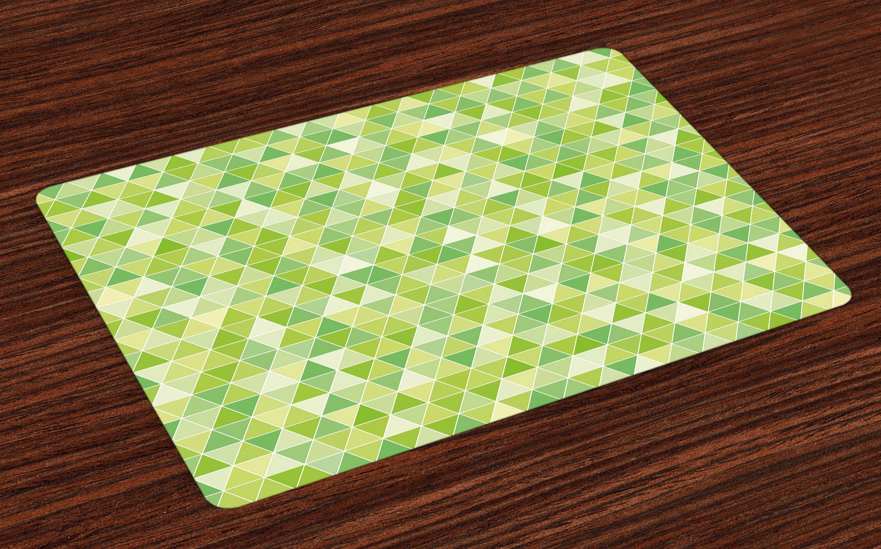 Lime Green Placemats Set of 4 Triangles Geometry Figures Modern Digital
