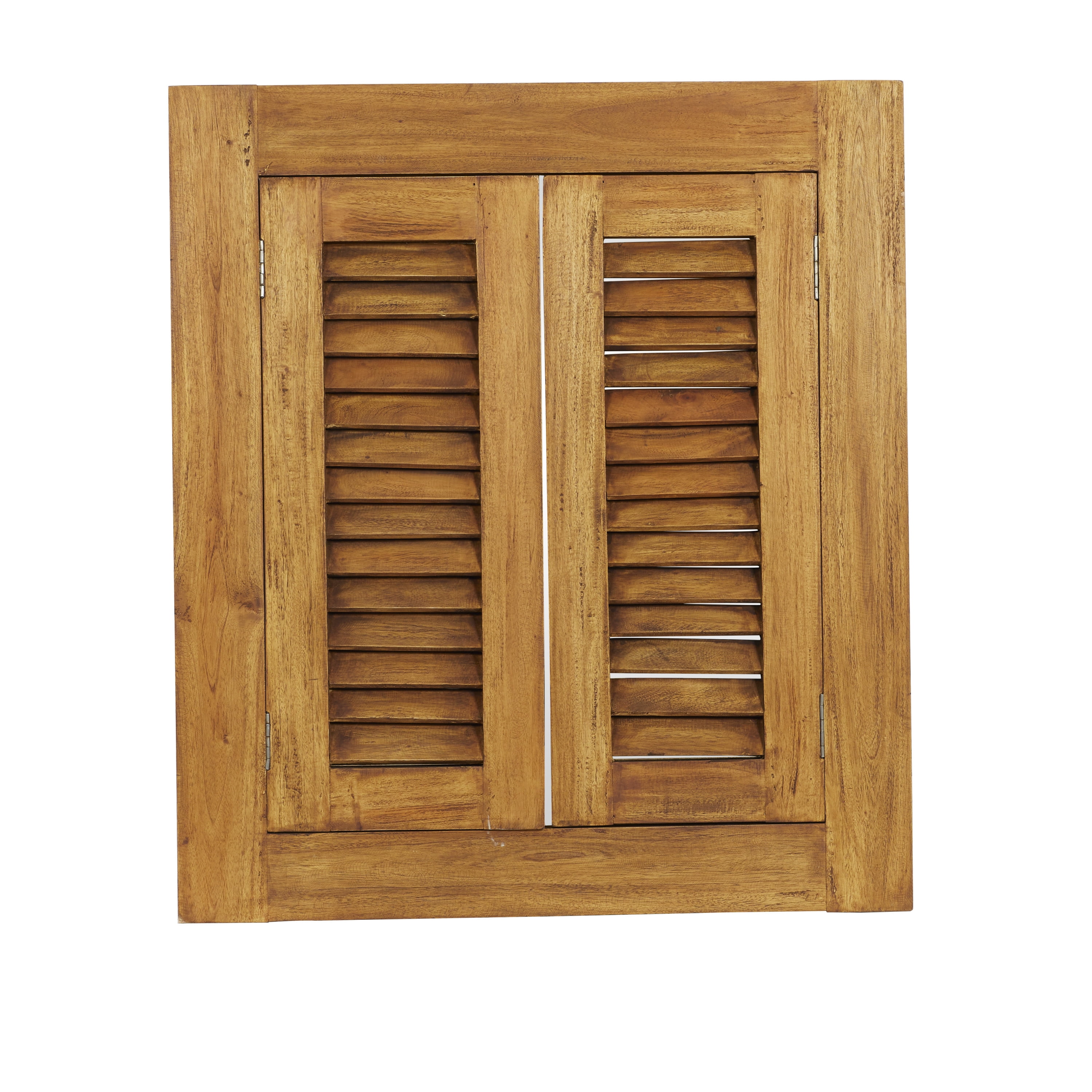 DecMode 31"W, 35"H Rectangle Wall Mirror, Brown