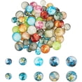 thumbnail image 1 of 80 piezas de 10 estilos de cabujones de vidrio luminosos con patrón de planetas del sistema solar, dijes redondos planos., 1 of 7