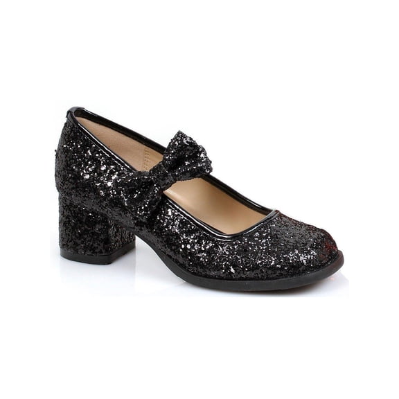 Ellie Shoes E-175-Harmony 1 Heel Red Glitter Maryjane Children Black / L