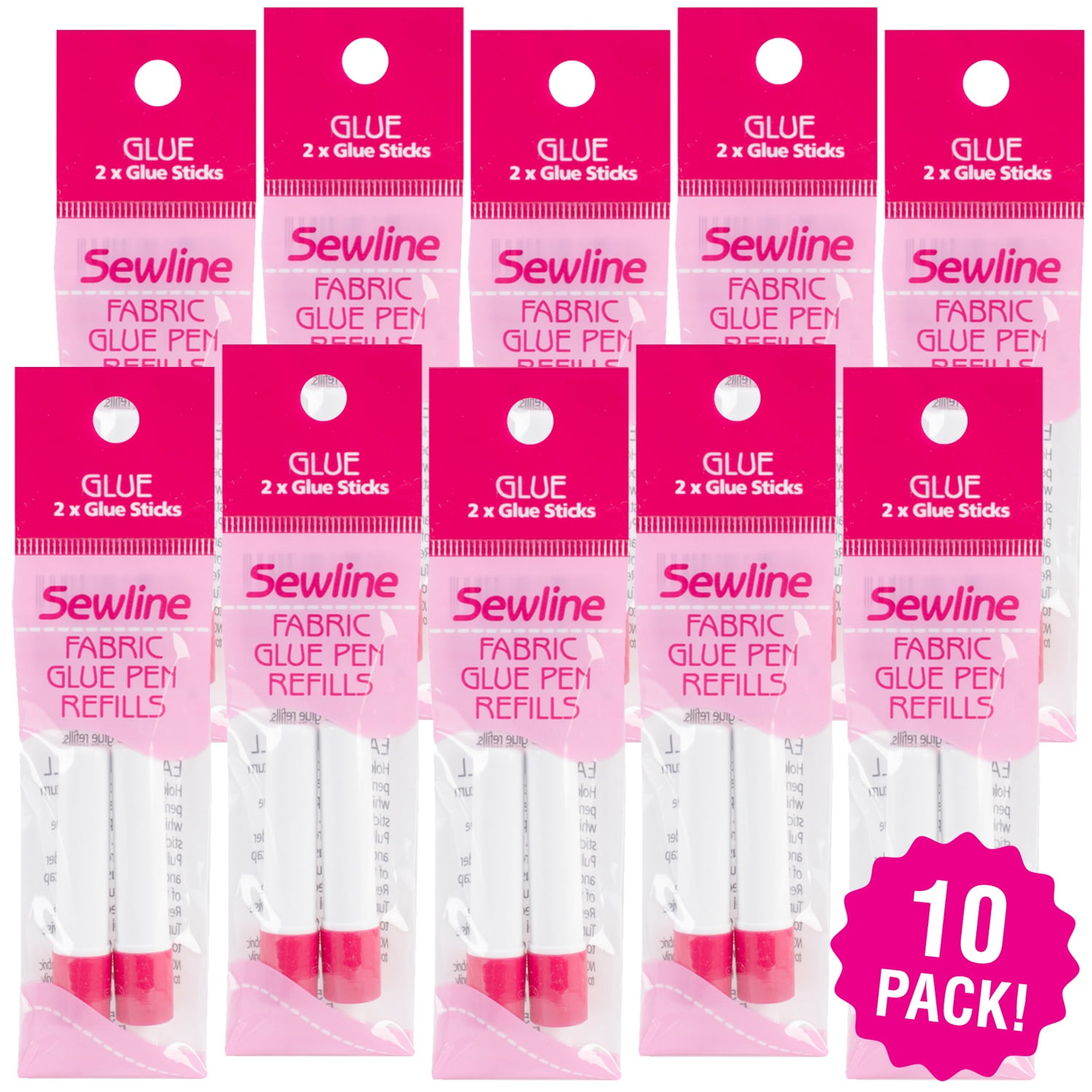 Sewline Water-Soluble Fabric Glue Pen Refill 2/Pkg-Pink 