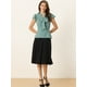 thumbnail image 3 of Camisa con lunares para mujer, blusa con cuello de lazo y manga con volantes Verde Claro L, 3 of 5