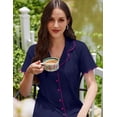 thumbnail image 2 of Ekouaer Cotton Nightgowns for Women Button Down Sleep Shirts Short Sleeve Night Gown Boyfriend Sleepwear Soft Night Shirts, 2 of 6