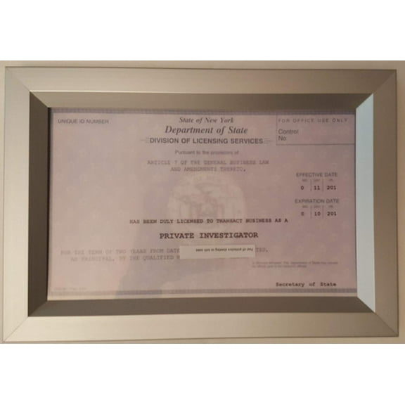 LICENSE FRAME 8.5X5.5 NYC ( Heavy Duty - Aluminum)