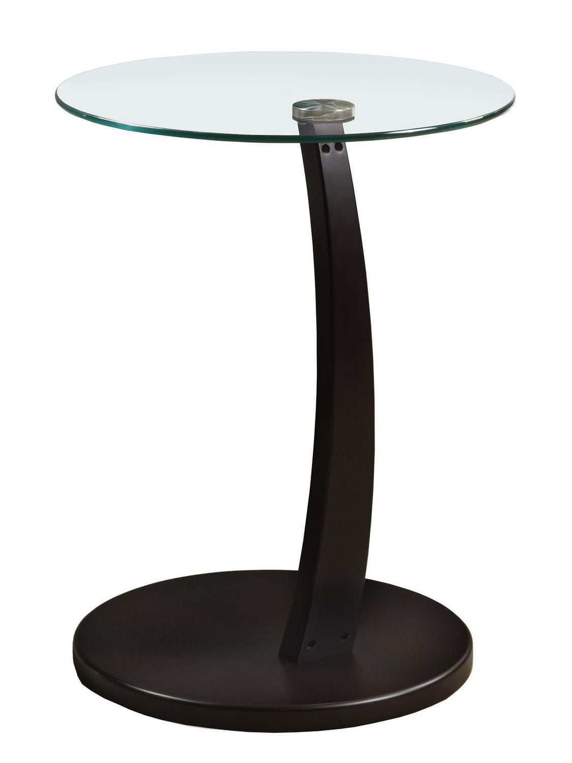 Monarch Specialties Accent Table, C-shaped, End, Side, Snack, Living Room, Bedroom, Laminate, Tempered Glass, Brown, Clear, Contemporary, Modern
