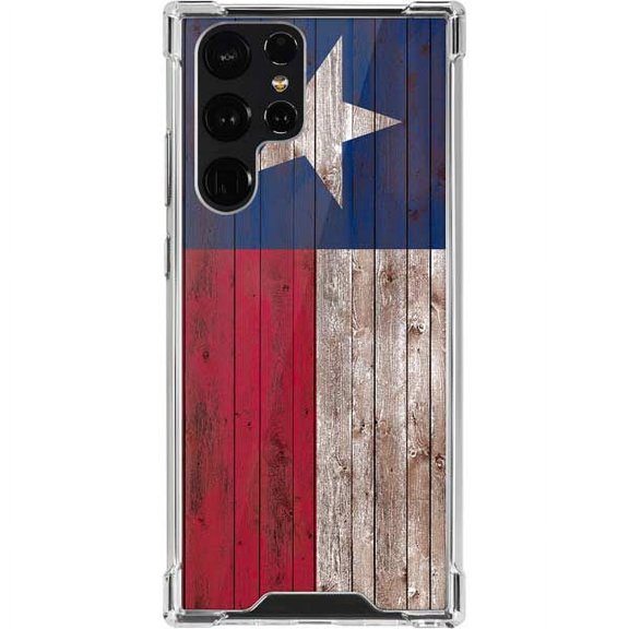 Skinit Countries of the World Texas Flag Dark Wood Galaxy S22 Ultra Clear Case