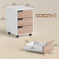 thumbnail image 2 of Oak 3-Drawer Mobile File Cabinet with Wheels - Compact Office Storage & Printer Stand - Home & Study Room Filing Cabinet - 15.8" x 19.8" x 22.8", 2 of 7