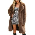 thumbnail image 2 of Qetyuw Womens Faux Fur Long Coat Winter Warm Long Sleeve Open Front Coats Oversized Lapel Casual Chunky Jacket, 2 of 7