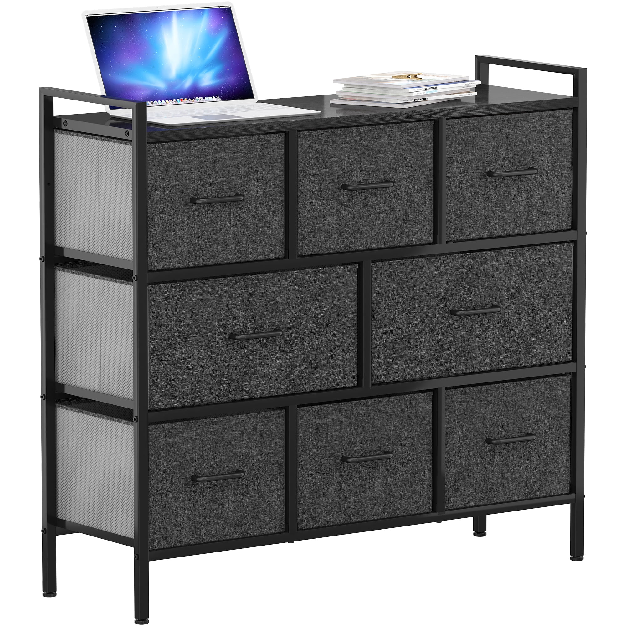Uforic 8 Drawers Fabric Dresser for , Hallway, Closet, Office Organization, Black Grey