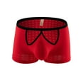 thumbnail image 4 of Yaoyar Men Casual Fashion Solid Briefs Boxer Breathable Mesh Ice Silk Front Opening Red M, 4 of 9