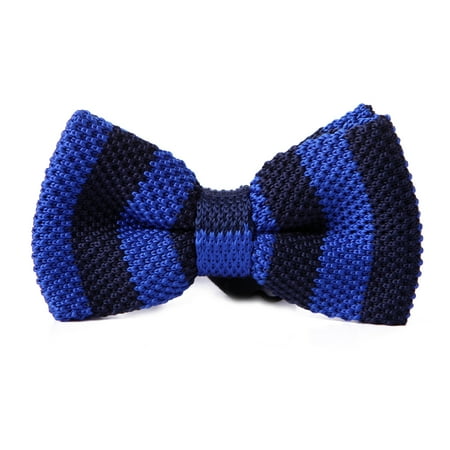 Gucci Vintage Tie - HDE Mens Pre-tied Bowtie Vintage Fashion Adjustable Woven Waffle Knit Bow Tie (Deep Blue Stripe)