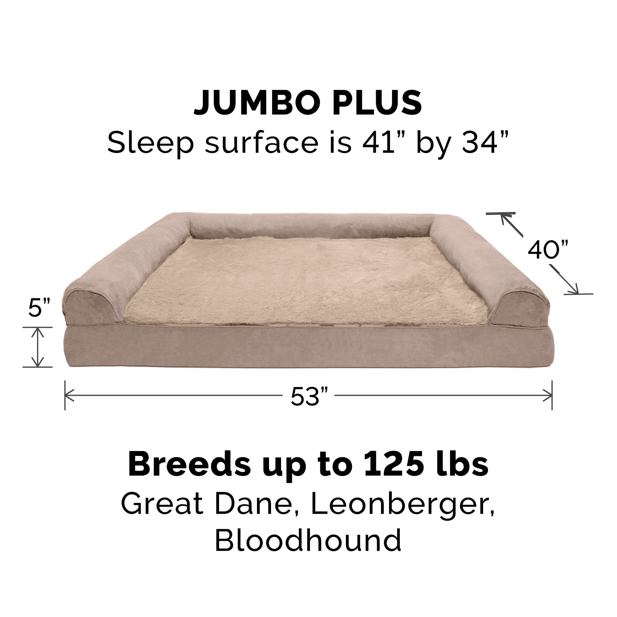 FurHaven Plush & Suede Orthopedic Sofa Pet Bed, Almondine, Jumbo Plus, 1 Count