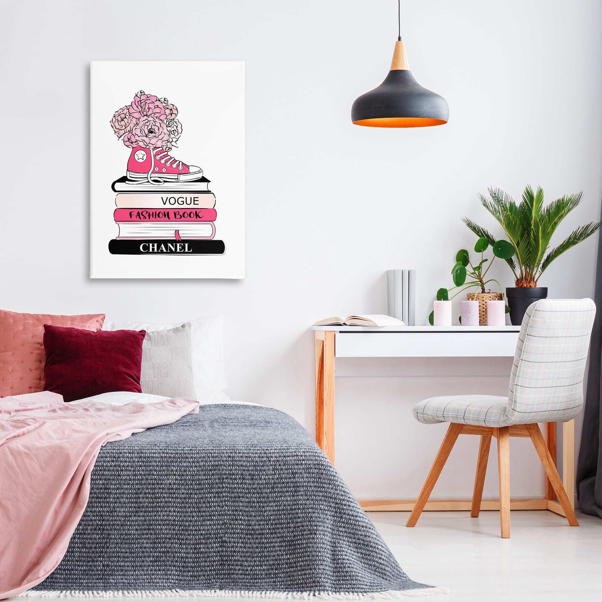 Stupell Industries Sporty Sneaker Bookstack Beauty & Fashion Painting Gallery Wrapped Canvas Art Print Wall Art, 24 x 36