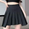 thumbnail image 3 of Elainilye Fashion Pleated Skirt Fancy High-Waist Slim Elastic Casual Pleated Frilly Skirt,Black, 3 of 4