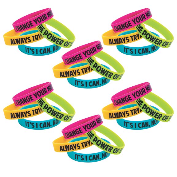 Fun Express Bulk 72 Pieces I Have A Growth Mindset Motivational Bracelets