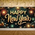 thumbnail image 3 of Gold Lettering Happy New Year Banner Firework Design New Year Display Balloon Decor Black Background Festive Backdrop for New Year Party Holiday Celebration Family Gathering, 3 of 9