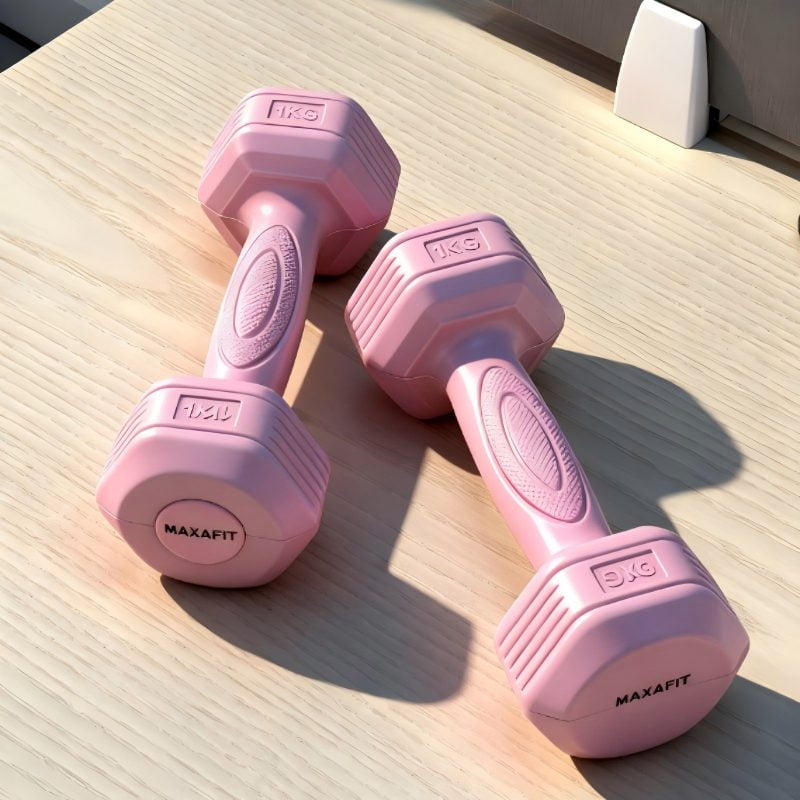 MAXAFIT Set of 2 Dumbbells, Anti-Slip and Anti-Roll Hex Dumbbells in Pair for Strength Training, Resistance Training