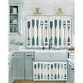 thumbnail image 2 of Teal Paddle Short Blackout Curtains 45 Inch Long Vintage Wood Grain Cartoon Rod Pocket Kitchen Curtains, 2 Panels Thermal Insulated Room Darkening Drapes for Bedroom, 30"W x 45"L, 2 of 5