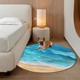 thumbnail image 2 of Teal Blue Coastal Beach Round Area Rug 4Ft Washable Circle Rugs for Bedroom Dining Room, Summer Nautical Ocean Beige Seaside Non-Slip Carpet Floor Mats Indoor Outdoor Carpet Runner Home Decor, 2 of 8