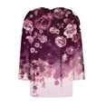 thumbnail image 4 of Womens 3/4 Sleeve Tops Square Neck Summer Shirts Blouses Buttons Pleated Floral Print Plus Size Tunic Tops Clearance, 4 of 5