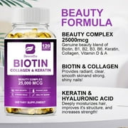 Biotin 25000 Mcg, Helps Promote Skin, Hair and Nail Health, Softgels 120 Count(2 Pack)