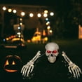 thumbnail image 4 of YANHAIGONG Halloween Skeleton Yard Decoration,Realistic Halloween Graveyard Garden Outdoor Decorations,LED Lighted Skull & 2 Arms Stakes Bone for Party Yard Halloween Decor, 4 of 9