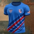 thumbnail image 2 of Soccer Cup 2026 Jersey for Men, Crew Neck Short Sleeve USA Shield & Diagonal Stripes Graphic Tee - Breathable Polyester Athletic Top for Match Day & Gym Blue L, 2 of 5