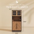 thumbnail image 2 of BELLEZE Tall Kitchen Pantry Cabinet, Freestanding Hutch for Kitchen Storage, Adjustable Shelves, Space-Saving Organizing Storage, Classic Black & Brown Finish Pantries (Brown Walnut), 2 of 7
