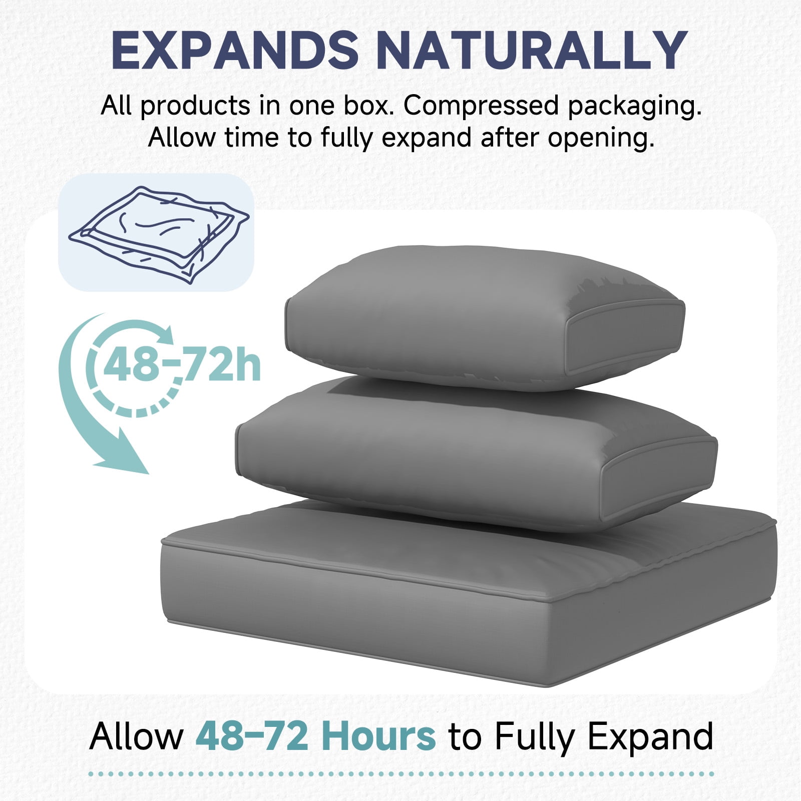 HOMREST Outdoor Replacement Cushions for Patio Furniture,Water-Repellent Sofa Cushion for 4-Seat Rattan Wicker Sectional Patio Conversation Sets,9-Piece Cushions Set for Outdoor Couch,Gray