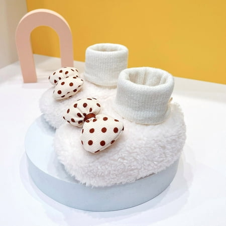 

Baby Shoes Girl Winter Children Baby Toddler Shoes For Boys And Girls Flat Sock Shoes Plush Warm And Comfortable Cute Polka Dot Bow for Boys Girls Winter Warm 12