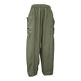 thumbnail image 5 of Beugl Linen Pants Women, 2024 Womens Casual Wide Leg Linen Pants Loose Lightweigt Beach Palazzo Pants, Wide Leg Pants Woman, Capri Pants for Women Green2 M, 5 of 5