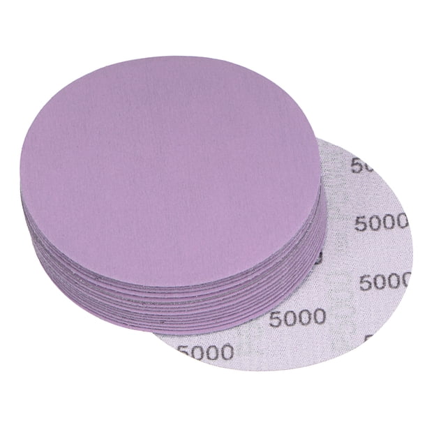 15 Piezas 4 Pulgadas Púrpura Lijado Discos 5000 Granos Gancho y Bucle Profesional Aluminio Óxido Arena Papel Húmedo Seco Pulido para Madera Metal Pintura Acabado
