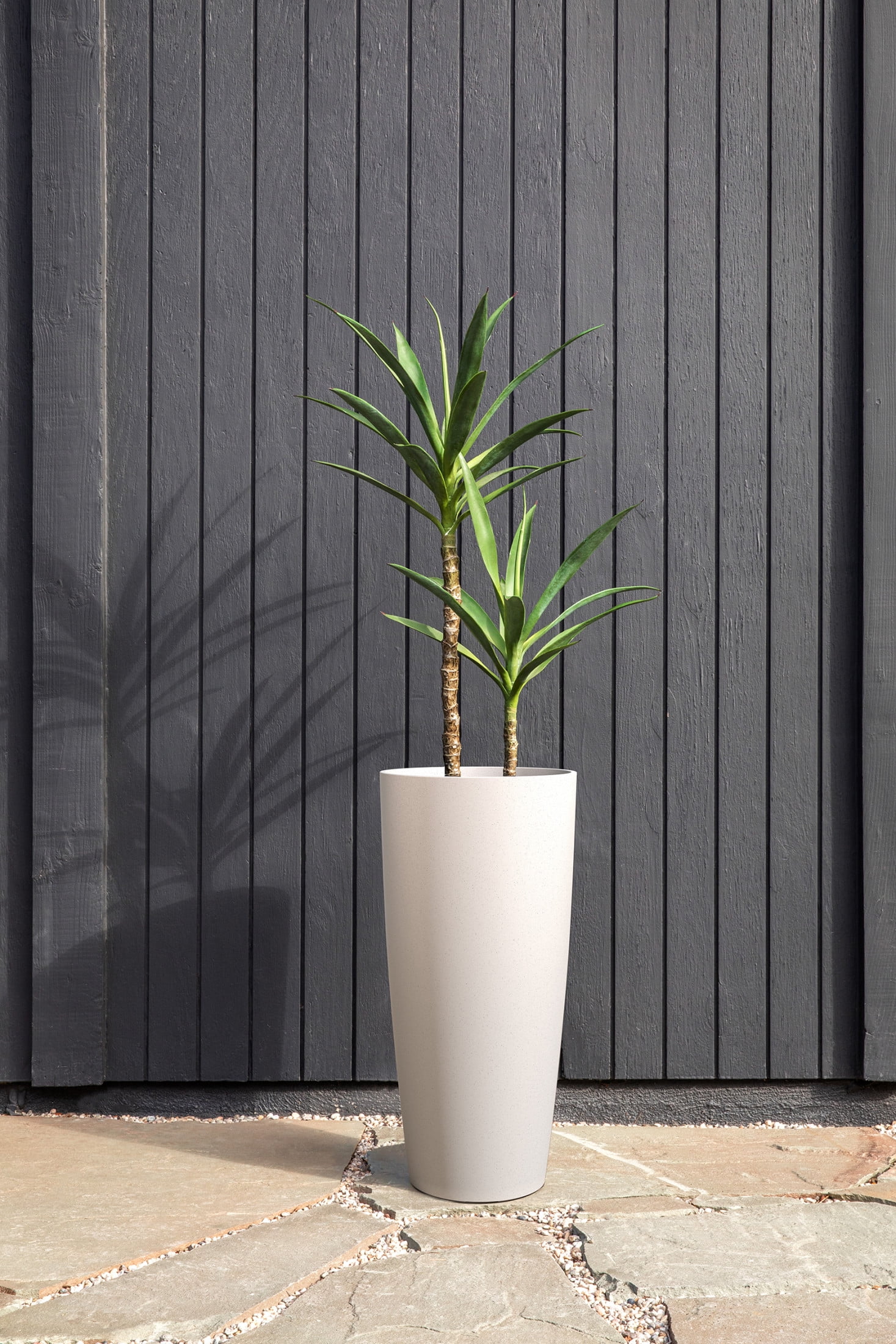 Veradek Mason Series Selena 28" Plastic-Stone Planter 2-Pack White