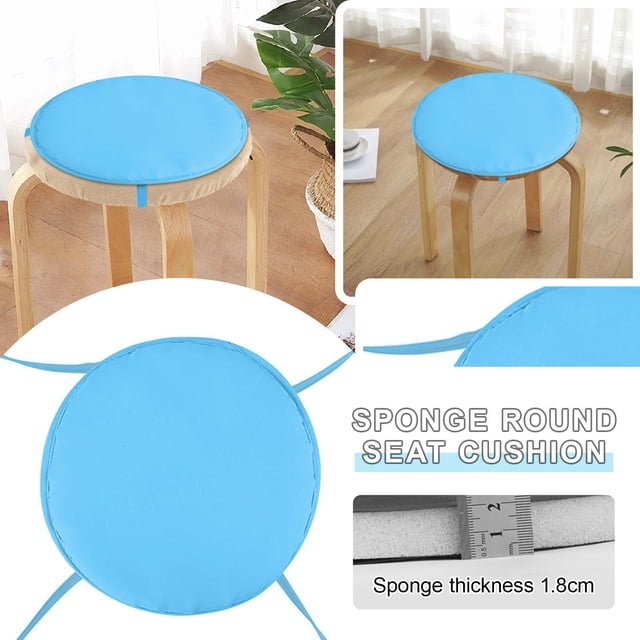 Coussin Rond pour Chaises d'Extérieur – Coussin de Siège Rond de Jardin avec Quatre Attaches pour Tabouret de Salle à Manger de Patio et Plus