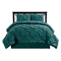-Decorative Pinch Pleat California King 4PC Comforter Set, Teal