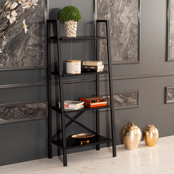 Cfowner 5-Tier Modern Bookcase, 5 Shelf Ladder Bookshelf Storage Shelf Organizer for Living Room, Home Office