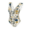 thumbnail image 4 of Yiaed Hawaiian Style Print Women's Ruffled One Piece Swimsuit V Neck Swimwear Slimming Monokini for Woman-Medium, 4 of 8