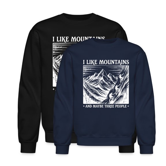 EcoLoom I Like Mountains With Three Long Sleeve Unisex Midweight Crewneck Sweatshirt