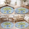 thumbnail image 5 of Bohemian Round Rug 4ft Bohe Flowers Texture Summer Lemon Fruit Farmhouse Washable Area Rugs for Living Room Bedroom Entryway Non Slip&nbsp;Entrance Door Mat Indoor Floor Carpet, 5 of 9