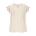 thumbnail image 3 of Women'S Summer Tops Ruffle Short Sleeve Henley Neck Tunic Top Plain Pleated T-Shirts Causal Trends Blouses Bussiness Work Clothes Costume, 3 of 5