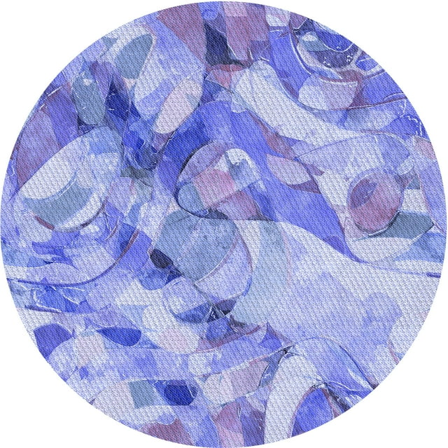 Ahgly Company Tapis Rond Lavable en Machine Intérieur Transitionnel Bleu Pastel, 4 Pieds Rond