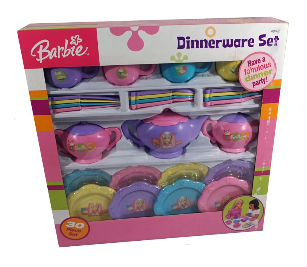 Barbie Lunch 6 piece Gift Set Barbie Placemat Flatware Set Bowl Set & Cup NEW 