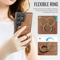 thumbnail image 5 of Wallet Case for Samsung Galaxy S23 Ultra,Ring Holder,Compatible with MagSafe Magnetic RFID Blocking Detachable Premium PU Leather Case with Card Slots Holder Kickstand Wireless Charging,Brown, 5 of 10