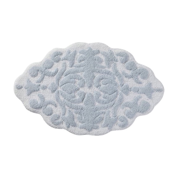 Diceymbol Ornate Embossed Light Blue Bath Mat Soft Plush Non Slip Rug for Bathroom Bedroom Home Decor 30x20 Inch